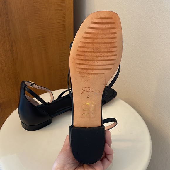 J Crew Ankle Strap Black Leather Sandals 7 - Picture 4 of 11